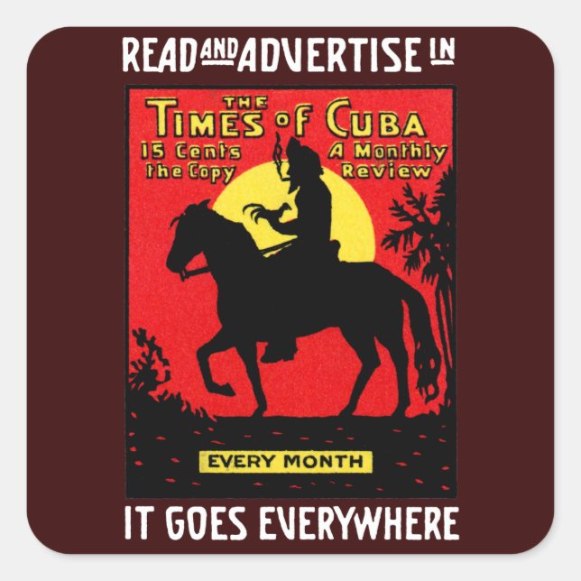 Pegatina Cuadrada The Times of Cuba de 1920 (Anverso)