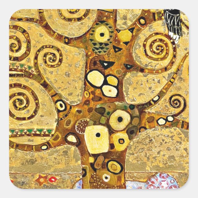 Pegatina Cuadrada “ The Tree of Life ” , Gustav Klimt (Anverso)