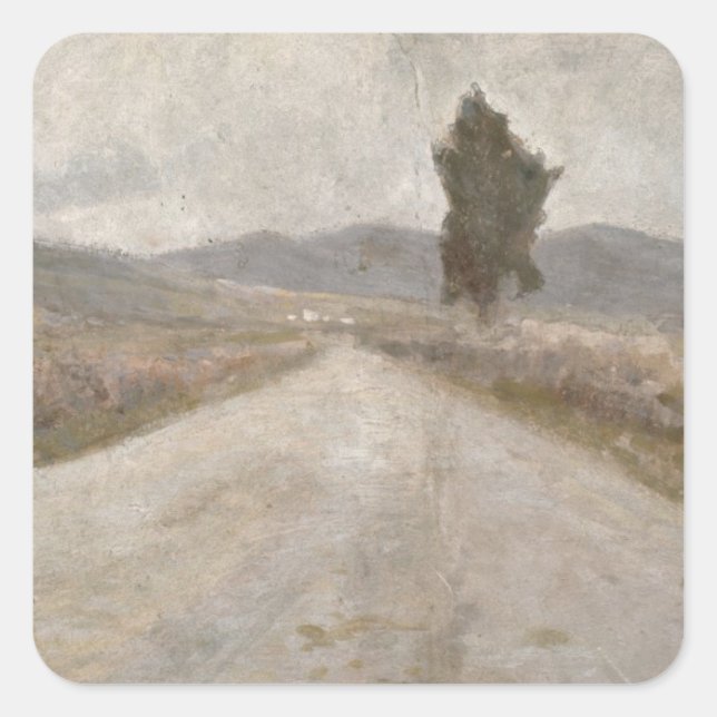 Pegatina Cuadrada The Tuscan Road, c.1899 (a bordo) (Anverso)