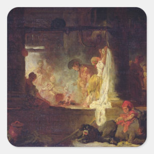 Pegatina Cuadrada The Washerwoman, c.1759