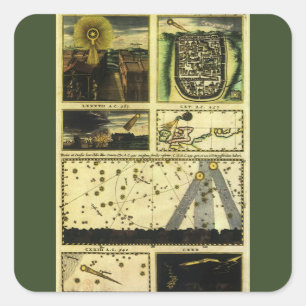 Pegatina Cuadrada Theatrum Cometicum Cometas por Stanislaw Lubieniec