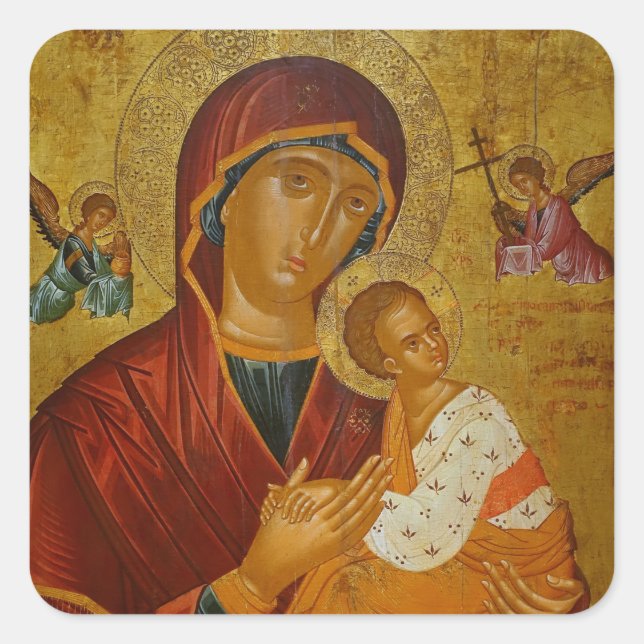 Pegatina Cuadrada Theotokos Amolyntos (Anverso)