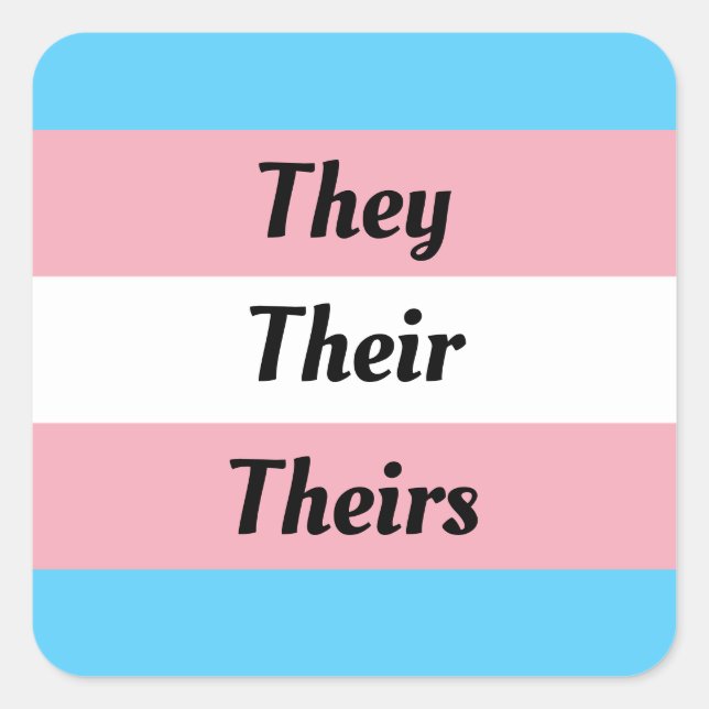 Pegatina Cuadrada They Their Theirs - Transgender Pride  (Anverso)