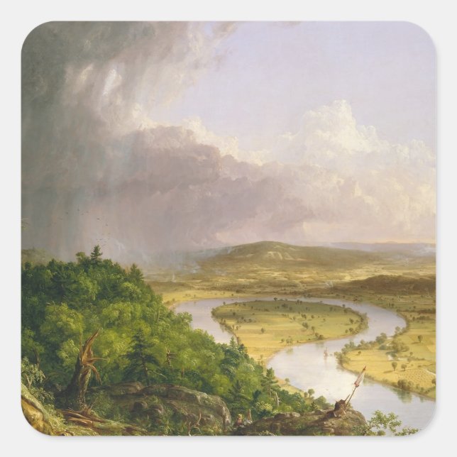 Pegatina Cuadrada Thomas Cole El Oxbow El Río Connecticut (Anverso)