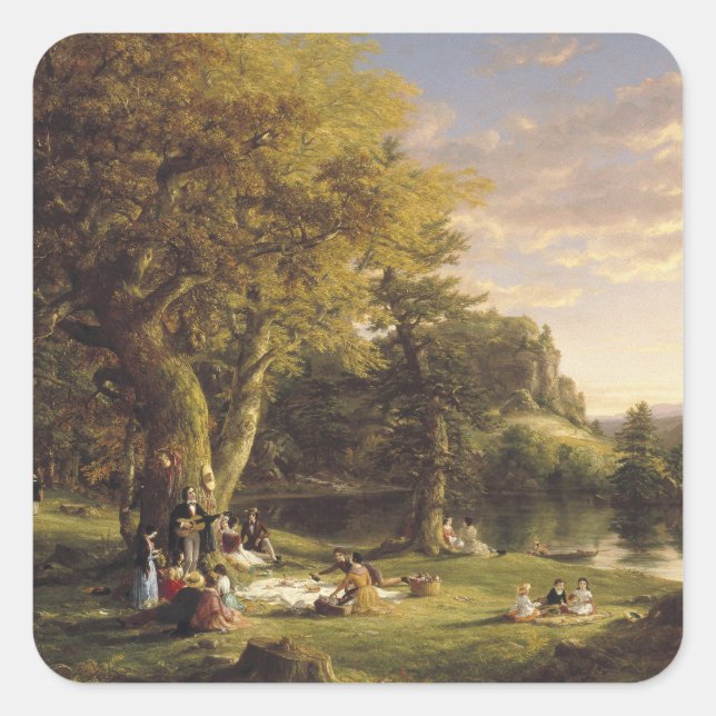 Pegatina Cuadrada Thomas Cole The Pic-Nic (Anverso)