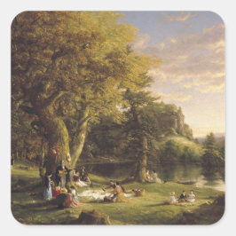 Pegatina Cuadrada Thomas Cole The Pic-Nic