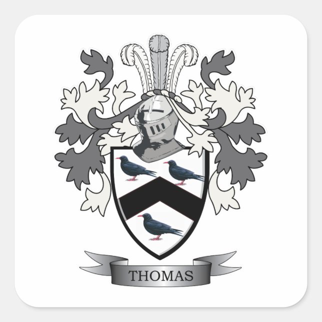 Pegatina Cuadrada Thomas Family Crest (Anverso)