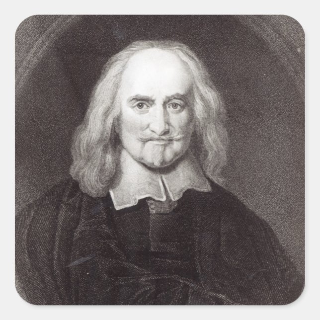 Pegatina Cuadrada Thomas Hobbes de la 'Galería de Retratos' (Anverso)