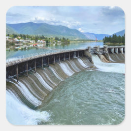 Pegatina Cuadrada Thompson Falls Dam
