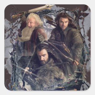 Pegatina Cuadrada Thorin, Kili, and Balin Graphic