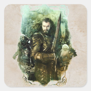 Pegatina Cuadrada THORIN OAKENSHIELD™, Dwalin, & Balin Graphic