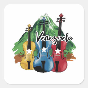 Pegatina Cuadrada three Venezuelan violins