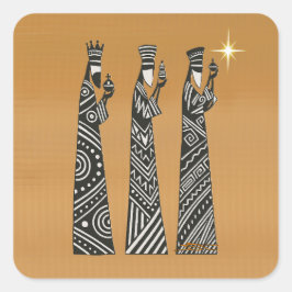 Pegatina Cuadrada Three Wise Men Black & White Christmas Nativity