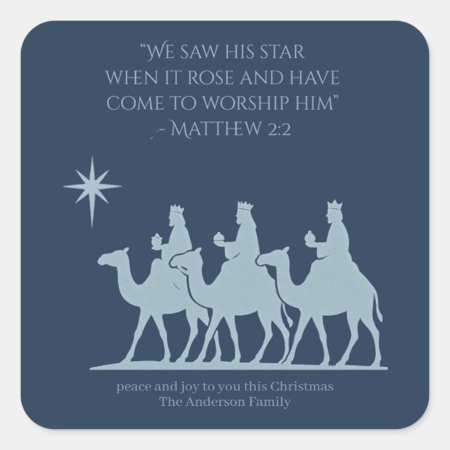 Pegatina Cuadrada Three Wise Men Sticker – Following the Star (Anverso)