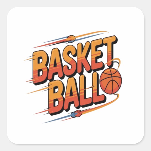 Pegatina Cuadrada Thrill de baloncesto (Anverso)