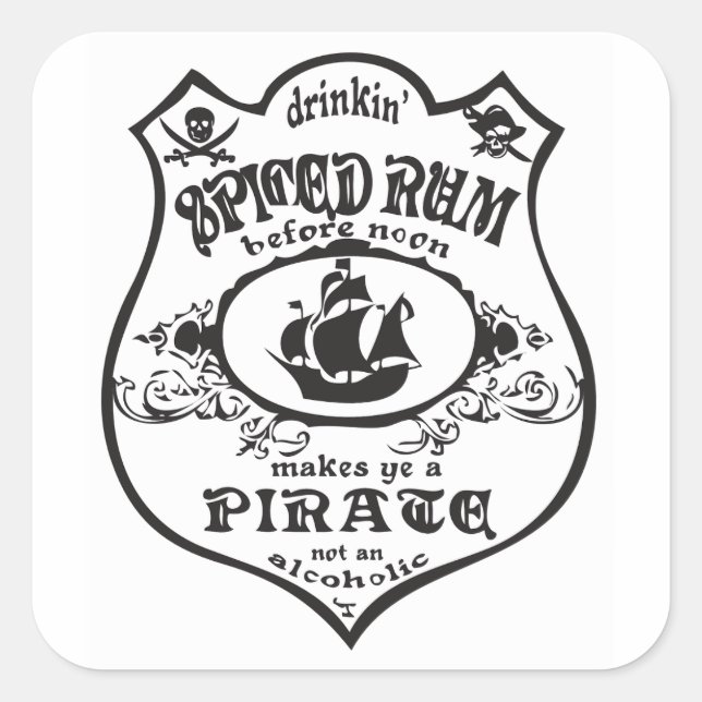 Pegatina Cuadrada Thunder_Cove, bebida pirata de ron picada (Anverso)