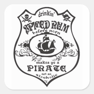 Pegatina Cuadrada Thunder_Cove, bebida pirata de ron picada
