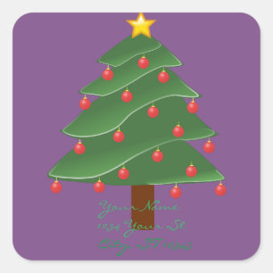 Pegatina Cuadrada Thunder_Cove de árbol de Navidad