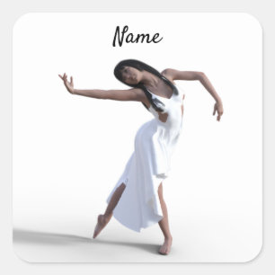 Pegatina Cuadrada Thunder_Cove de bailarina de vestir blanco
