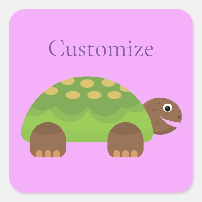 Pegatina Cuadrada Thunder_Cove feliz tortuga sonriente (Anverso)