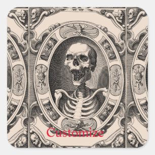 Pegatina Cuadrada Thunder_Cove, flamante cráneo humano