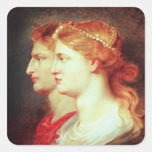 Pegatina Cuadrada Tiberius y Agrippina, c.1614