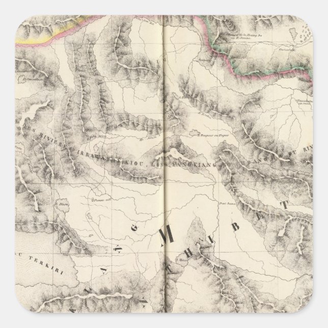 Pegatina Cuadrada Tíbet, Asia 70 (Anverso)