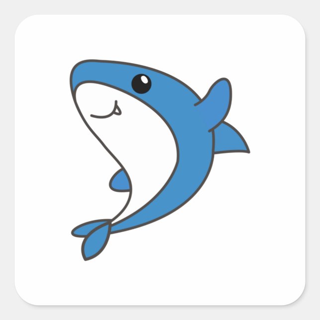 Pegatina Cuadrada Tiburón. Animales Para Niños. Tiburones (Anverso)