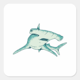 Pegatina Cuadrada Tiburón martillo