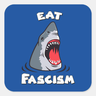 Pegatina Cuadrada Tiburón retro lindo - Comer fascista antifascista