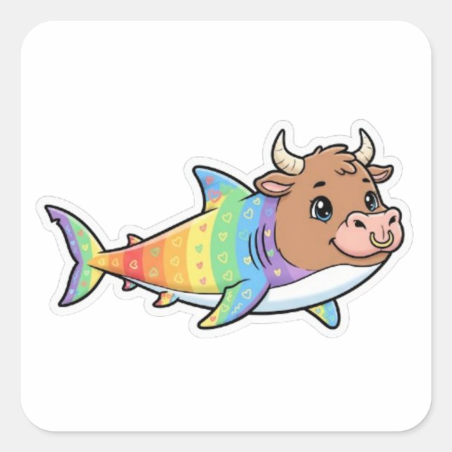 PEGATINA CUADRADA TIBURÓN TORO (Anverso)