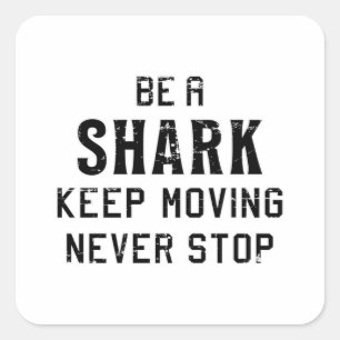 Pegatina Cuadrada Tiburones Fin Fish Ocean Sea Guay Gracioso regalo