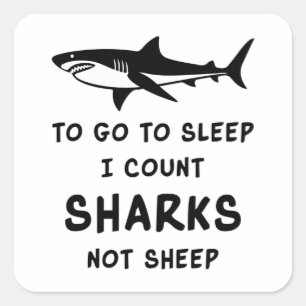 Pegatina Cuadrada Tiburones Fin Fish Sea Ocean Guay Gracioso regalo