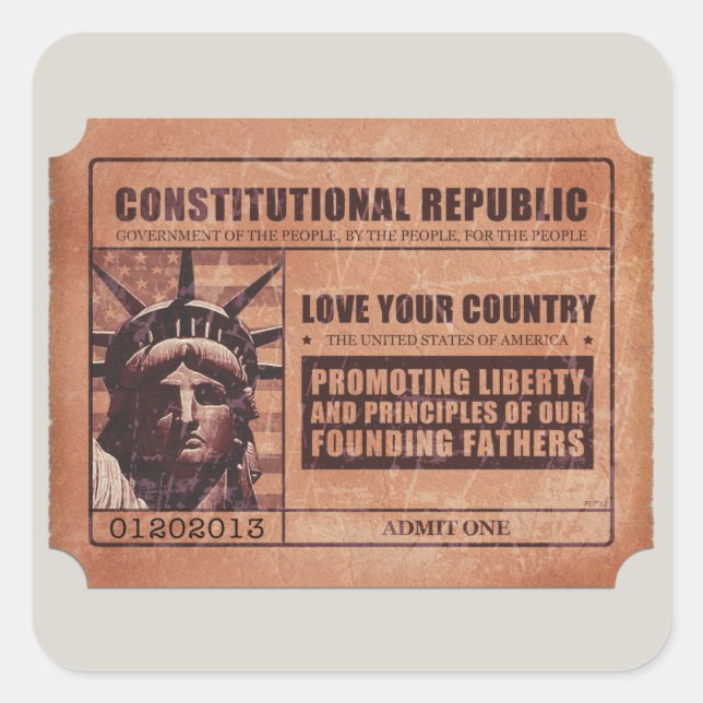 Pegatina Cuadrada Ticket político (Anverso)