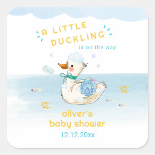Pegatina Cuadrada Tiempo de baño adorable pequeño patito niño baby s