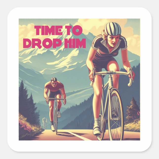 Pegatina Cuadrada Tiempo De Dejarlo En Ciclismo (Anverso)