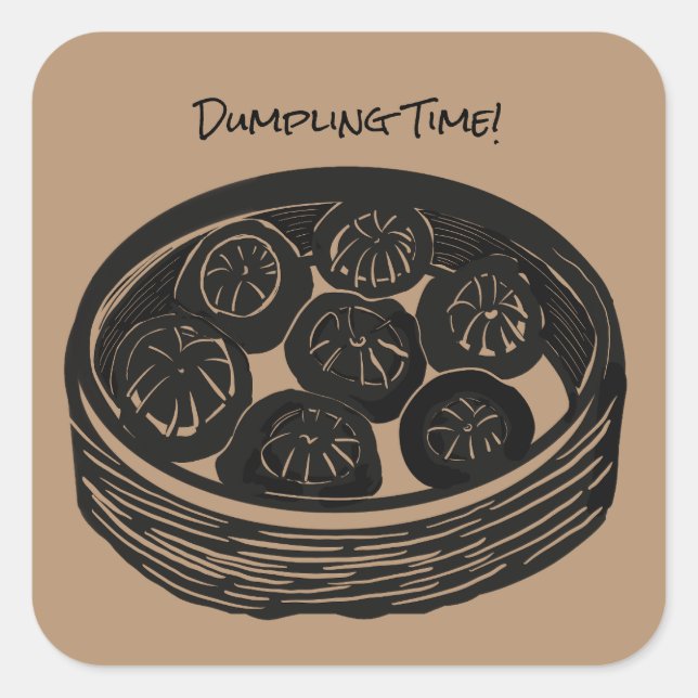 Pegatina Cuadrada Tiempo de Dumpling (Anverso)