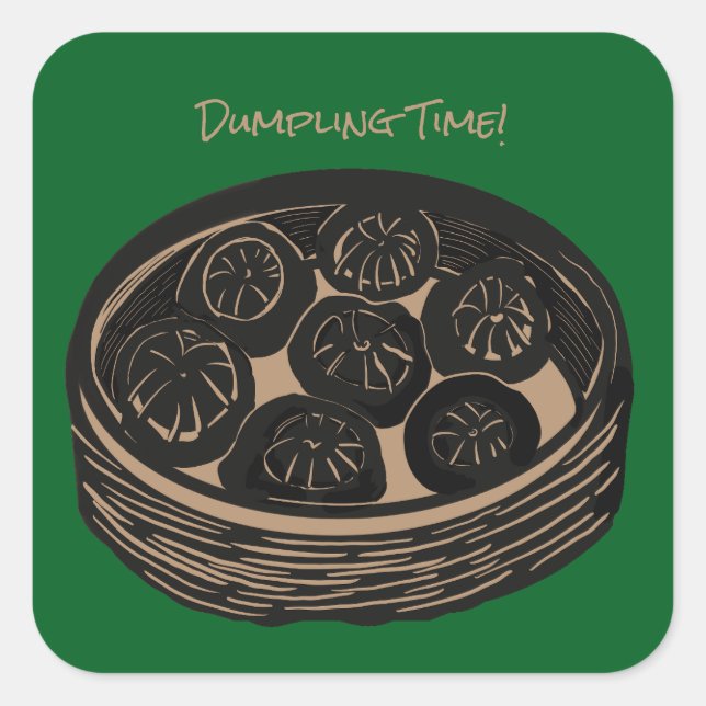 Pegatina Cuadrada Tiempo de Dumpling (Anverso)