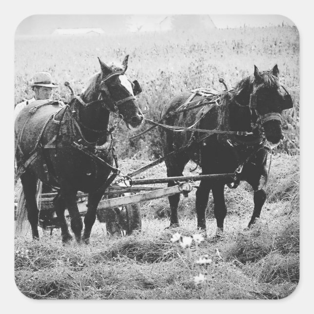 Pegatina Cuadrada Tiempo de espera en blanco y negro (Anverso)