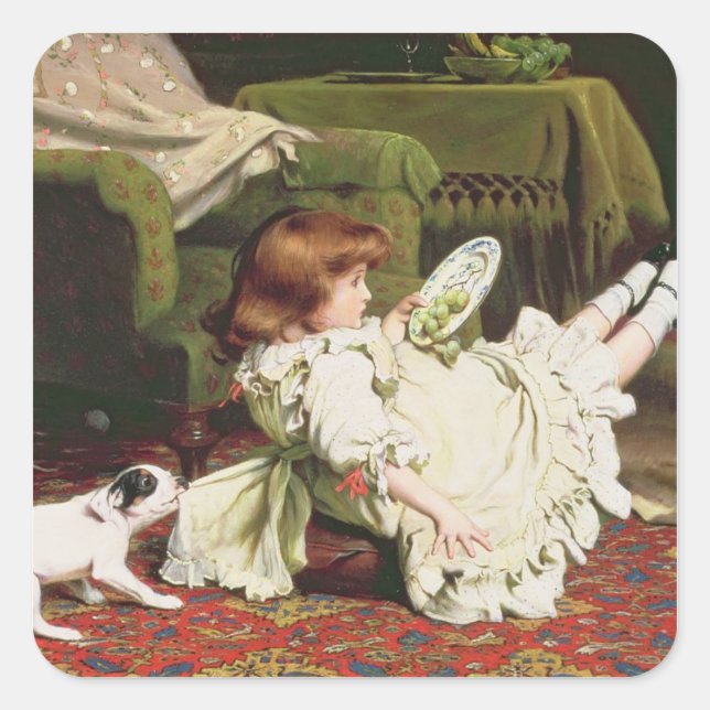 Pegatina Cuadrada Tiempo de jugar, 1886 (Anverso)