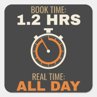 Pegatina Cuadrada Tiempo de libro 1.2 Hrs Tiempo real todo el día, T