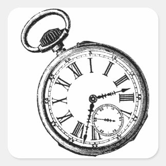 Pegatina Cuadrada Tiempo de tiempo de espera del reloj de bolsillo d