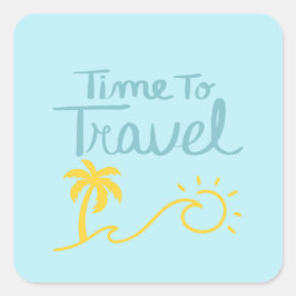 Pegatina Cuadrada Tiempo De Viajar A La Playa