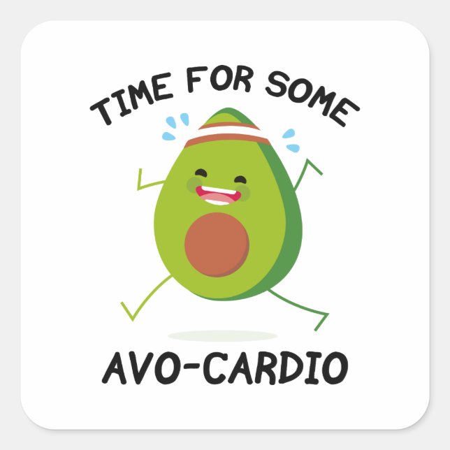 Pegatina Cuadrada Tiempo Para Algún Avo-Cardio (Anverso)
