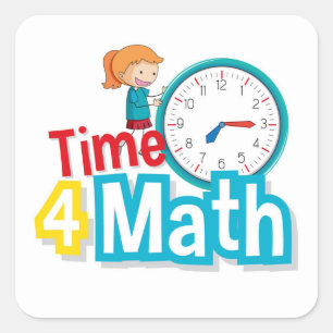 Pegatina Cuadrada Tiempo Para Las Matemáticas
