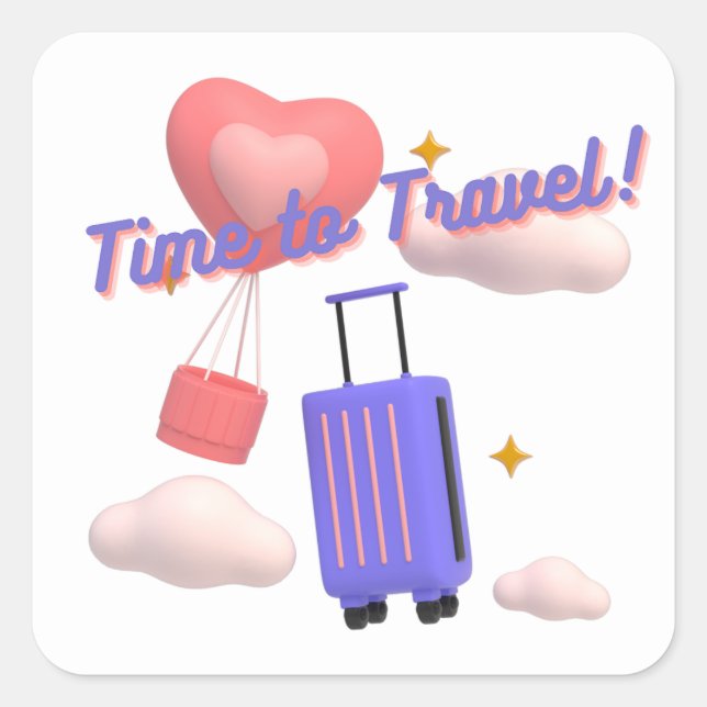 PEGATINA CUADRADA TIEMPO PARA VIAJAR (Anverso)