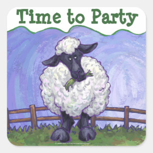 Pegatina Cuadrada Tiempo reducido de oveja al Fiesta