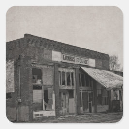 Pegatina Cuadrada Tienda de alimentación abandonada