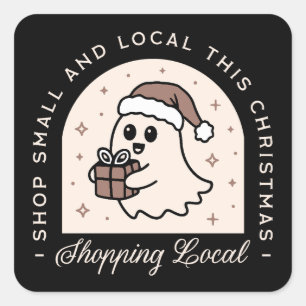 Pegatina Cuadrada Tienda de apoyo compra pequeños regalos de Navidad