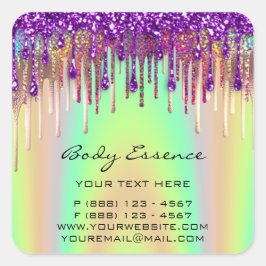 Pegatina Cuadrada Tienda de Extensión de Pestañas Holográfico Purpur